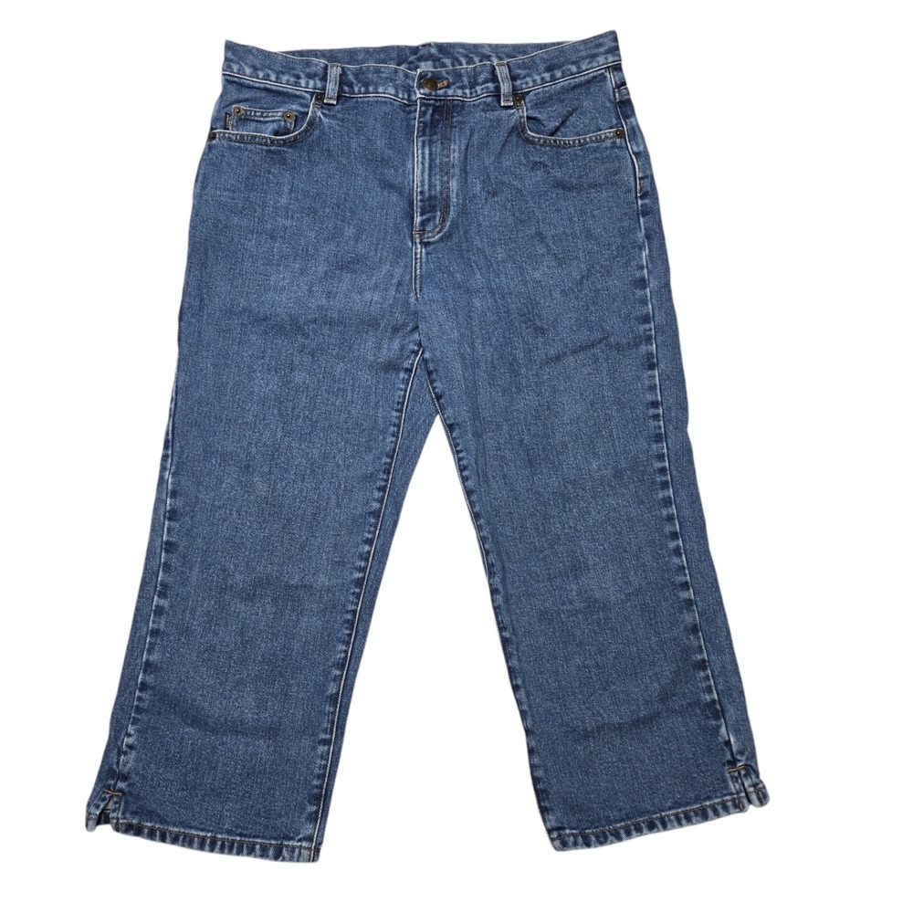 Lauren‎ Ralph Lauren Cropped Jeans Womens 10 Blue High Rise Wide Leg Denim